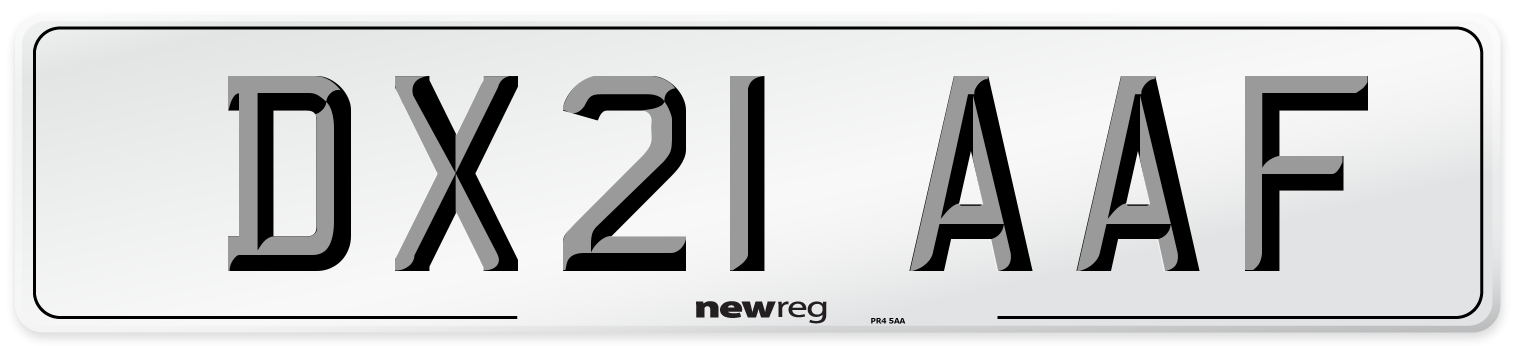DX21 AAF Number Plate from New Reg
